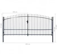 Puerta doble para valla con puntas de lanza 400x24