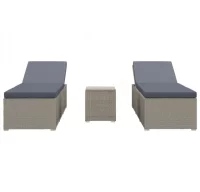 Conjunto de tumbonas 3 piezas ratán sintético gris