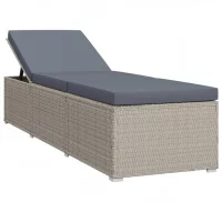 Conjunto de tumbonas 3 piezas ratán sintético gris