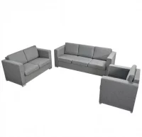 Conjunto de sofás 3 unidades tela gris claro