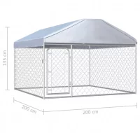 Perrera de exterior con techo 200x200x135 cm