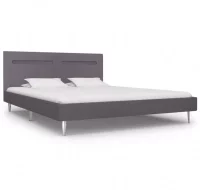 Estructura de cama con LED tela gris 160x200 cm