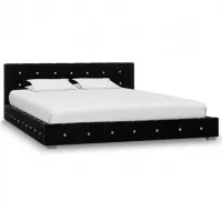 Estructura de cama de terciopelo negra 140x200 cm
