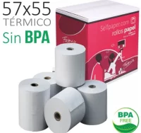 Rollos papel térmico 57x55x12 registradora, balanz