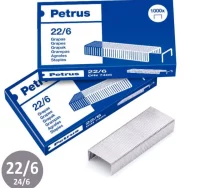 Grapas petrus № 22/6 galvanizada, plateada caja 10