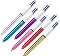 Bolígrafo bic 4 colores shine azul metalizado 9498