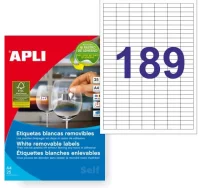 Etiquetas removibles apli 10198, pack 25 hojas 189