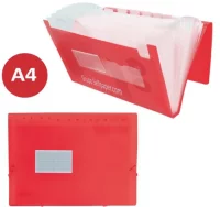 Carpeta clasificadora acordeón plastico rojo trasl