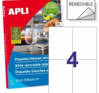 Apli 3058, etiquetas removibles 4x hoja, 105x148mm