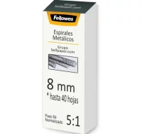 Espirales metálicos 8 mm blancos fellowes 100 uds 