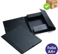 Carpeta gomas plástico pvc 3 solapas, folio, negro