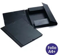 Carpeta gomas plástico pvc 3 solapas, folio, negro