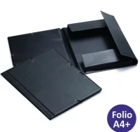 Carpeta gomas plástico pvc 3 solapas, folio, negro