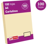 Pack 100 cartulinas din a4 180g crema, beige lider