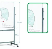 Pizarra volteable blanca 122x200 cms, melamina dob