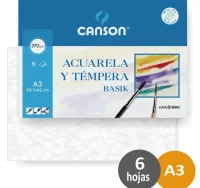 Papel para acuarela din a3 pack 6 hojas 370 gramos