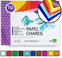 Block de papel charol, 10 hojas colores surtidos l