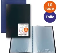 Carpeta 10 fundas folio multiplast negro opaco - t