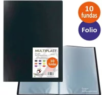 Carpeta 10 fundas folio multiplast negro opaco - t