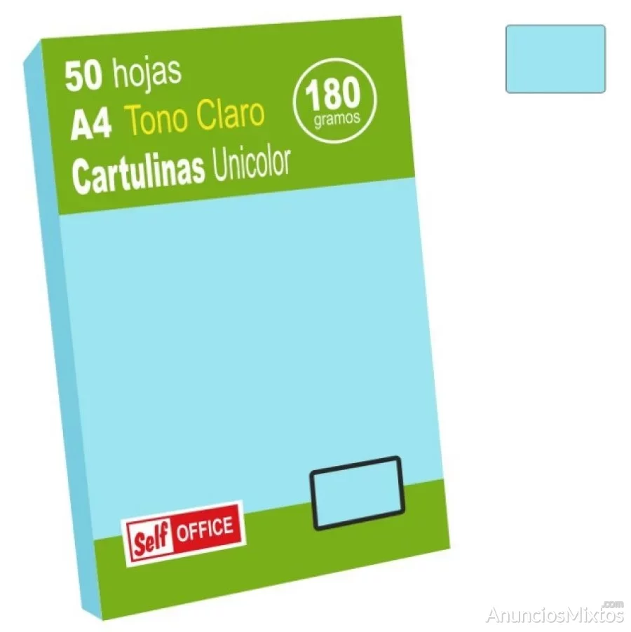 Cartulinas din a4 folio azul claro, azul cielo, 50