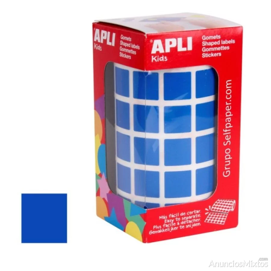 Apli 12476, gomets cuadrados 15 mm autoadhesivos,