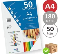 Lote ahorro cartulinas din a4 blancas dohe 180grs 