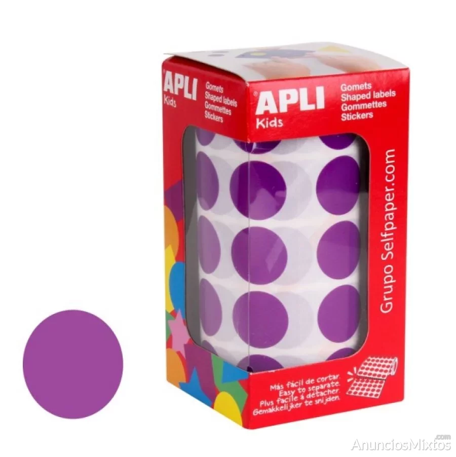 Gomets apli 11490, circulos adhesivos 20 mm lilas,