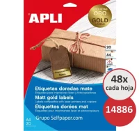 Etiquetas metalizadas oro impresora láser 45,7x21.