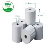 Rollos papel térmico 57x40x12 tpv, tarjeta recarga