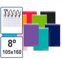 Block de notas vertical, con gusanillo, 105x160mm,