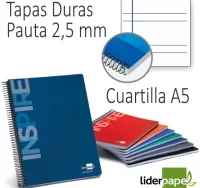 Libreta tapas duras cuartilla  2 rayas pauta estre