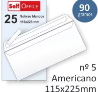 Sobres 115x225 americanos l autoadhesivos paquete 