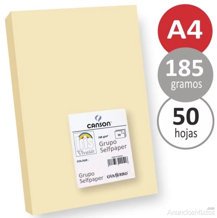 Cartulinas din a4 folio color crema beige pte. 50