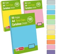 Cartulinas din a4  folio colores claros unicolor, 