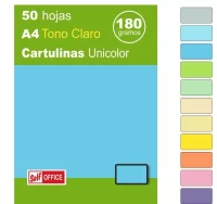 Cartulinas din a4  folio colores claros unicolor, 