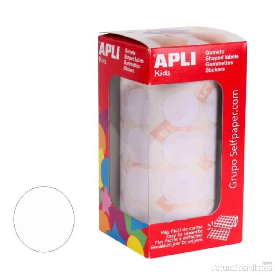 Gomets apli 11905, circulos adhesivos 20 mm blanco