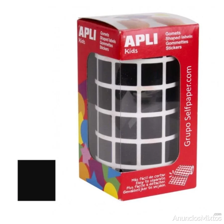 Apli 12480, gomets cuadrados 15 mm autoadhesivos,