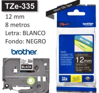 Brother tze-335, cinta rotuladora 12 mm blanco sob