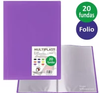 Carpeta 20 fundas folio violeta lila traslucido