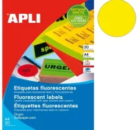 Etiquetas circulos amarillos fluorescentes impreso