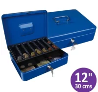 Caja monedas caudales grande azul con bandeja sepa