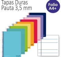 Libreta pauta ancha, 2 rayas, 3,5 mm, tapas duras,