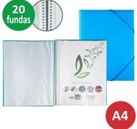 Carpeta de 20 fundas, espiral, cierre con gomas, a