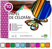 Block 10 hojas de papel celofán colores transparen