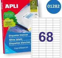 Etiquetas apli 1282 din a4, 68 por hoja, 48,5 x 16