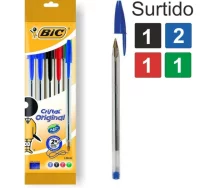 Boligrafo bic cristal blister paquete 5 surtidos