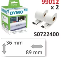 Etiqueta dymo 89x36mm, 2 rollos 99012 de 260 pegat