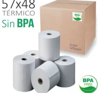 Rollos de papel 57x48 térmicos sin bpa, tpv datafo