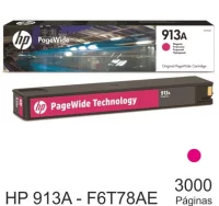 Cartucho original hp 913a color magenta f6t78ae pa