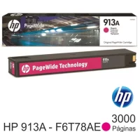 Cartucho original hp 913a color magenta f6t78ae pa